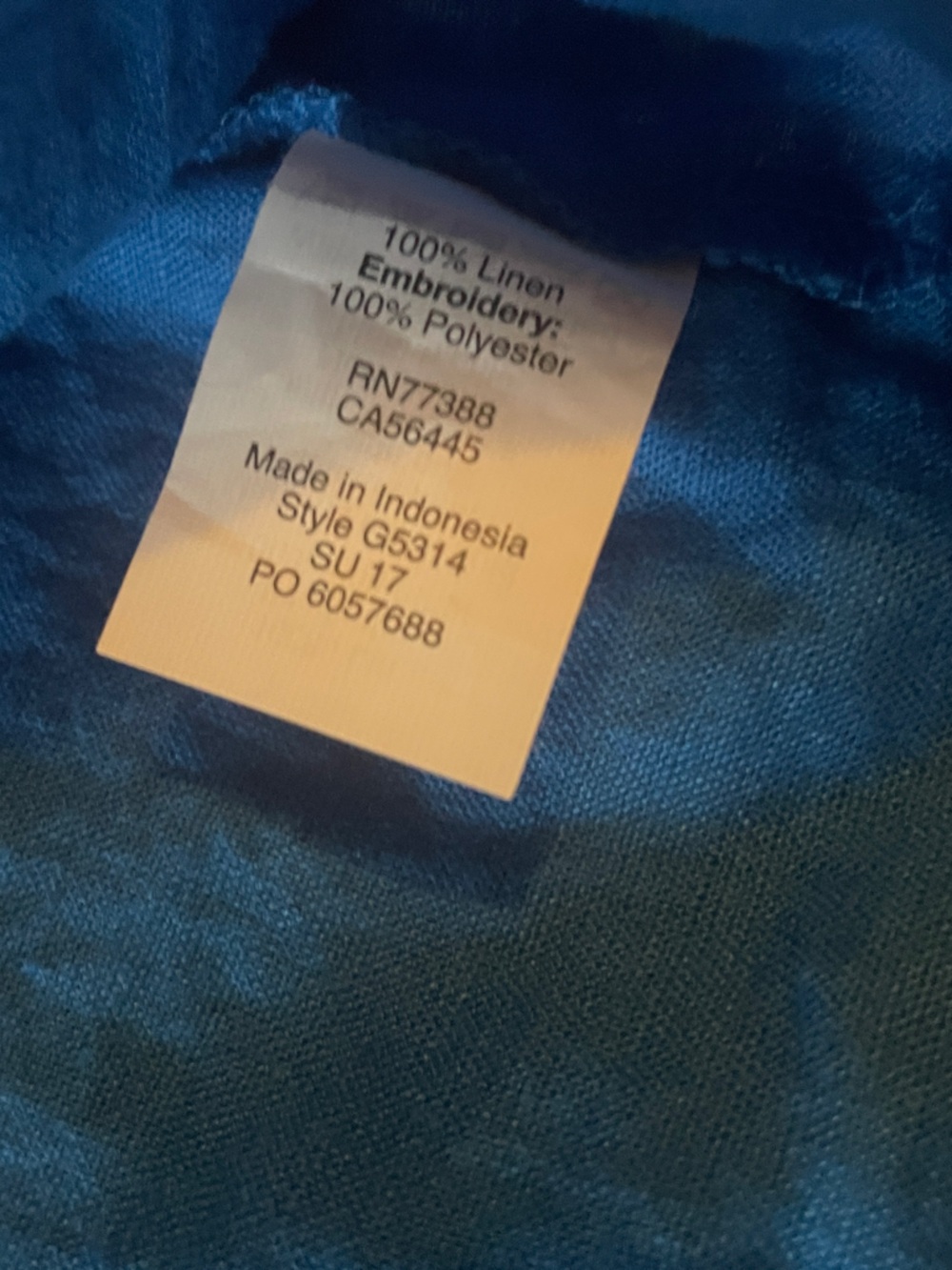 J. Crew Blue Linen Dress with White Floral Embroidery Size Medium - Picture 6 of 8